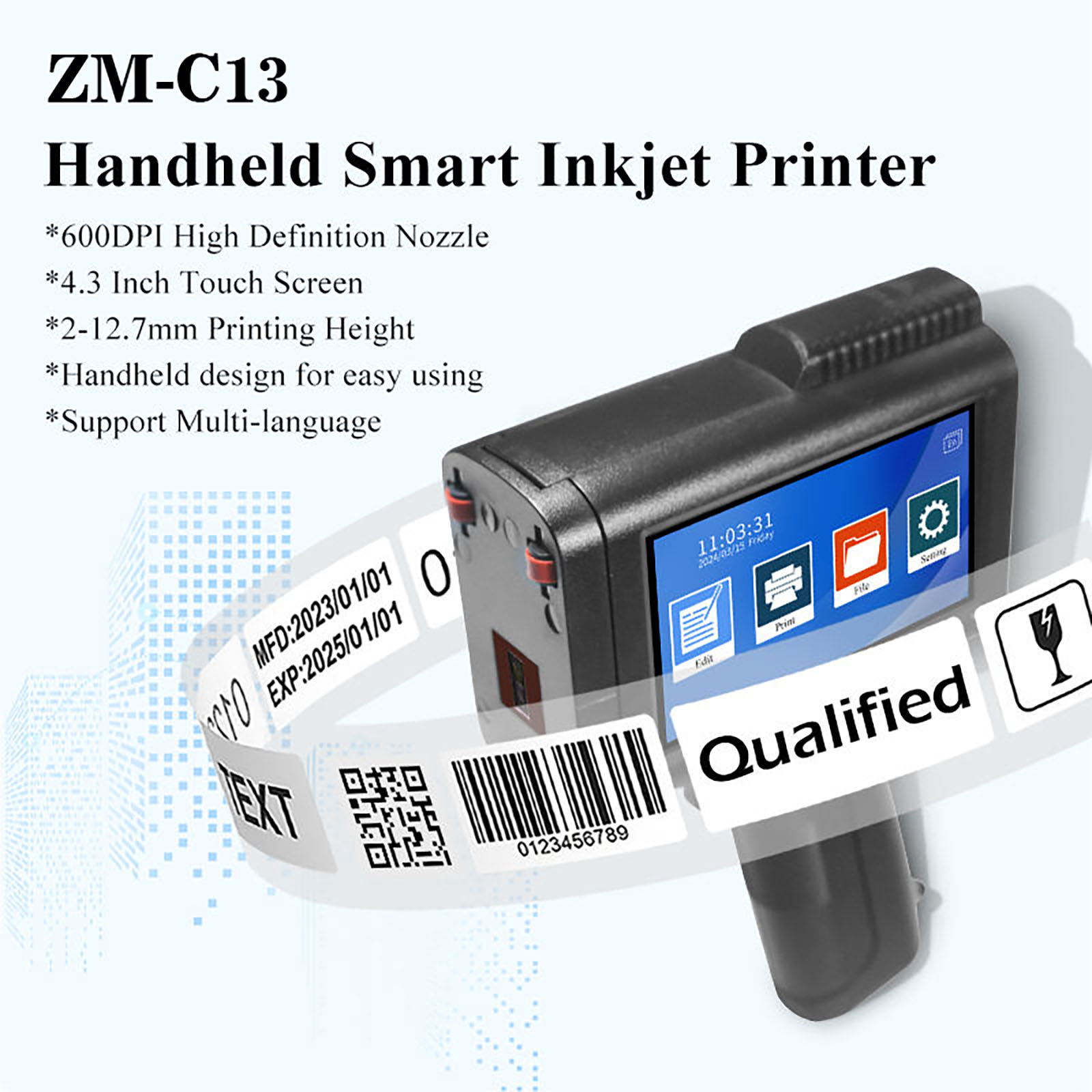 ZM-C13 12.7mm Handheld Inkjet  - Barcode Printer ulasan dan harga