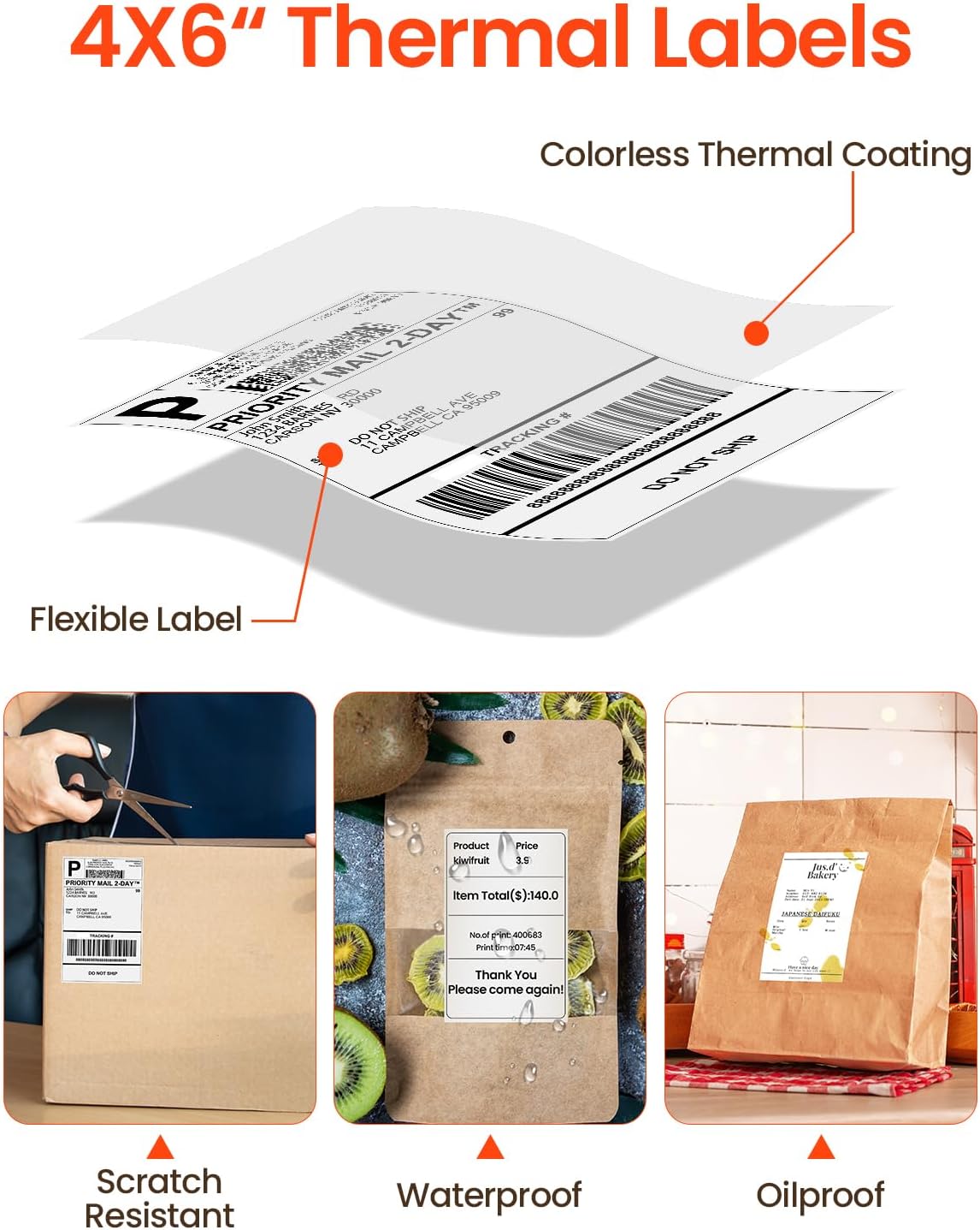 White 4x6 Thermal Shipping Sti - Label Maker ulasan dan harga